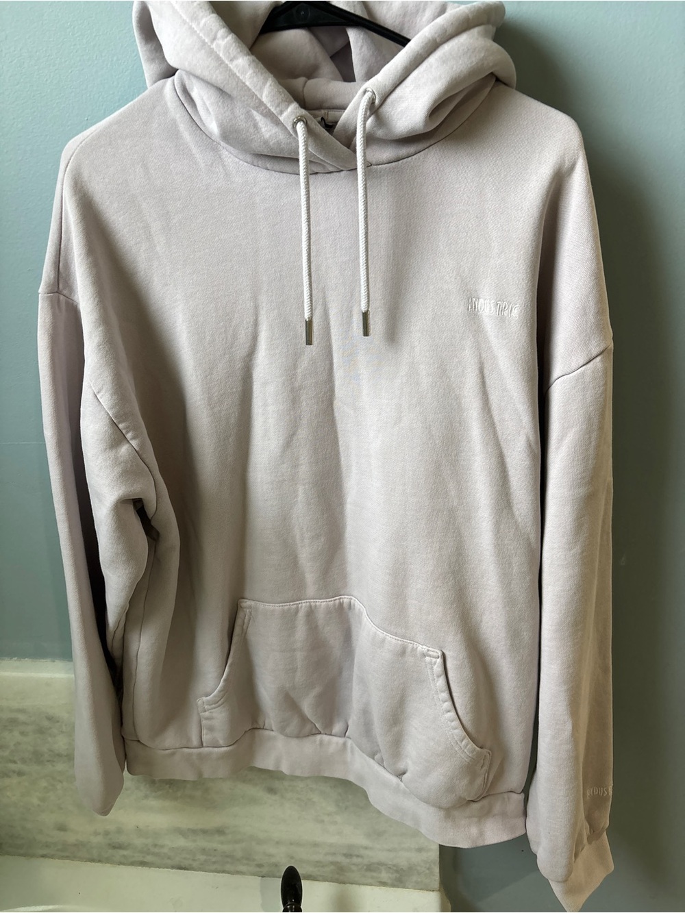 Industrie Australia Beige Fleece Hoodie Pullover Embroidered Logo M